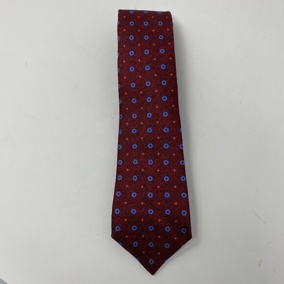 NEW kiton burgundy & blue print mens 100% silk neck tie